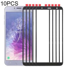 Per Samsung Galaxy J4+ / J6+ / J610 10 pezzi Lente in vetro esterno per schermo frontale (nero)