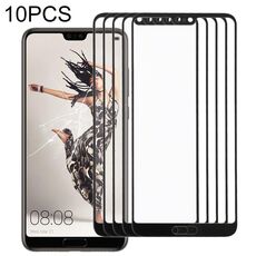 Per Huawei P20 10PCS Lente in vetro esterno per schermo anteriore (nero)