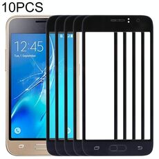 Per Samsung Galaxy J1 (2016) / J120 10 pezzi Lente in vetro esterno per schermo anteriore (nero)