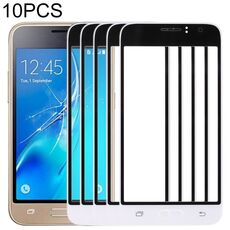 Per Samsung Galaxy J1 (2016) / J120 10 pezzi Lente in vetro esterno per schermo frontale (bianco)