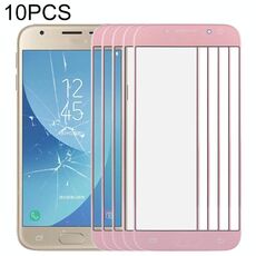 Per Samsung Galaxy J3 (2017) / J330 10 pezzi Lente in vetro esterno per schermo frontale (oro rosa)