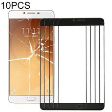 Per Samsung Galaxy C9 Pro / C900 10 pezzi Lente in vetro esterno per schermo frontale (nero)