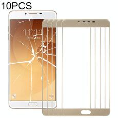 Per Samsung Galaxy C9 Pro / C900 10 pezzi Lente in vetro esterno per schermo frontale (oro)