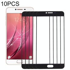 Per Samsung Galaxy C7 10 pezzi Lente in vetro esterno per schermo anteriore (nero)