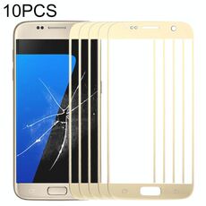 Per Samsung Galaxy S7 / G930 10 pezzi Lente in vetro esterno per schermo frontale (oro)