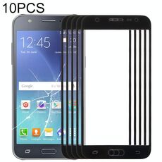 Per Samsung Galaxy J7 / J700 10 pezzi Lente in vetro esterno per schermo frontale (nero)