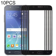 Per Samsung Galaxy J5 / J500 10 pezzi Lente in vetro esterno per schermo frontale (nero)