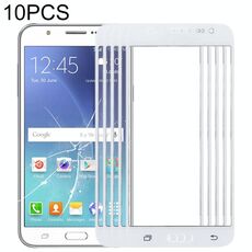 Per Samsung Galaxy J5 / J500 10 pezzi Lente in vetro esterno per schermo frontale (bianco)