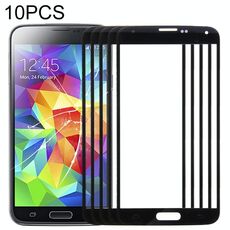 Per Samsung Galaxy S5 / G900 10 pezzi Lente in vetro esterno per schermo frontale (nero)