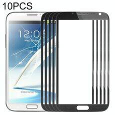 Per Samsung Galaxy Note II / N7100 10 pezzi Lente in vetro esterno per schermo frontale (nero)