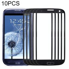 Per Samsung Galaxy SIII / i9300 10 pezzi Lente in vetro esterno per schermo frontale (nero)