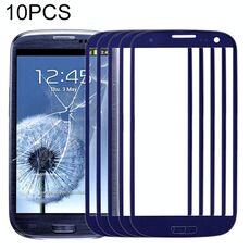 Per Samsung Galaxy SIII / i9300 10 pezzi Lente in vetro esterno per schermo frontale (blu)