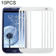 Per Samsung Galaxy SIII / i9300 10 pezzi Lente in vetro esterno per schermo frontale (bianco)