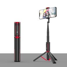 Stick Selfie Bluetooth con Treppiede Multi-funzione Gimbal Mobile Phone Fill Light Supporto in diretta (Red Red)