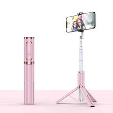 Stick Selfie Bluetooth con Treppiede Multi-funzione Gimbal Mobile Phone Fill Light Live Support (Girl Powder)
