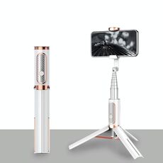 Stick Selfie Bluetooth con Treppiede Multi-funzione Gimbal Mobile Phone Fill Light Live Support (Bianco Gold)