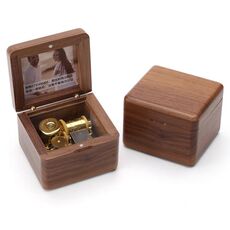 Frame Style Music Box Scatola di musica in legno Novità Regalo di San Valentino, Stile: Movimento placcato in oro noce