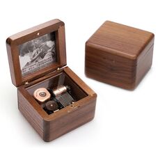 Frame Style Music Box Scatola di musica in legno Novità Regalo di San Valentino, Stile: Movimento in bronzo rosso-noce