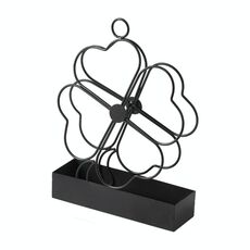 2 Pz Semplice Applegabile Ferro Battuto per zanzariera Portabullina Portatile A prova di sfumatura a prova di fuoco Bobina Cassetto Bruciatore di incenso Ornamenti Quattro foglie Erba (Nero)