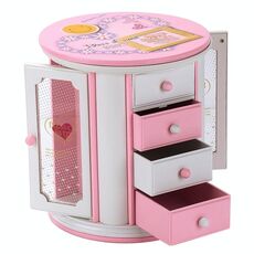 Round Tre-Layer Small Drawer Storage Music Box Semplici gioielli di gioielli freschi Regali creativi (cuore bianco pesca)