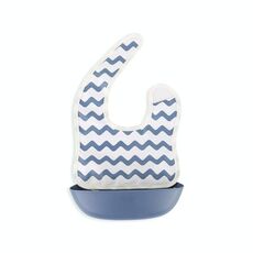 Baby Easy Clean Eating Bib Stereo Impermeabile tasca ad ultra-leggero impermeabile (modello ondulato blu)