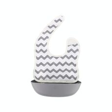 Baby Easy Clean Eating Bib Stereo Impermeabile tasca da riso ultra-leggero impermeabile (modello ondulato grigio)