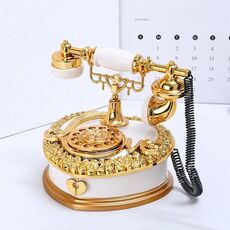 Dial Old Telephone Music Box Home Wine Gabinetto Decorazione d'ingresso Regalo (bianco)