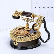 Dial Old Telephone Music Box Home Wine Gabinetto Decorazione d'ingresso Regalo (Brown)