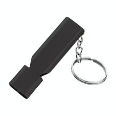 10 pezzi MNL-006 in lega di alluminio doppio tubo ad alta frequenza fischio per bambini Survival Fischio di sopravvivenza con portachiavi (nero)