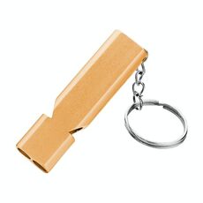 10 PCS MNL-006 in lega di alluminio doppia tubo ad alta frequenza fischio per bambini Survival Fischio di sopravvivenza con portachiavi (oro)