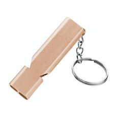 10 PCS MNL-006 in lega di alluminio doppio tubo ad alta frequenza fischio per bambini Sopravvivenza di sopravvivenza all'aperto con portachiavi (oro rosa)