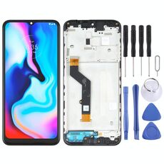 Schermo LCD TFT per Motorola Moto E7 Plus XT2081-1 Digitizer Assemblaggio completo con cornice (Nero)