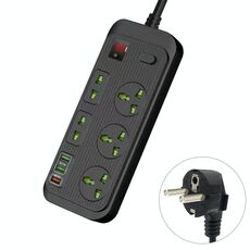 T17 3000W Scheda di temporizzazione intelligente di 24 ore di 24 ore QC3.0 USB presa a carica rapida a ricarica rapida, lunghezza del cavo: 2m, spina UE (nero)