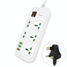 Presa di temporizzazione Amart T17 da 3000 W ad alta potenza 24 ore su 24 QC3.0 Ciabatta USB a ricarica rapida Lunghezza cavo 2 m, Spina UK (Bianco)