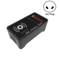 A7 ad alta potenza 100W 4 x PD 20W + QC3.0 Caricabatterie USB + Caricabatterie wireless 15W Qi Multi-port Stazione di caricatore multi-porto, Dimensione tappa: Plug AU