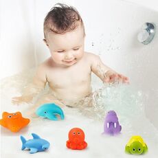 12 pezzi / 2 set per bambini Acqua divertente spruzzare termocromismo animali animali da bagno per bambini (borsa a rete)