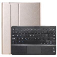 DY-E10 2 in 1 tastiera Bluetooth rimovibile + custodia protettiva in pelle con touchpad e supporto per Lenovo Tab E10 (oro)