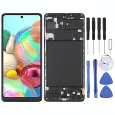 Schermo LCD OLED per Samsung Galaxy A71 SM-A715 (6,39 pollici) Digitizer Assemblaggio completo con cornice (Nero)