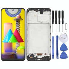 Schermo LCD OLED per Samsung Galaxy M31 / Galaxy M31 Prime SM-M315 Digitizer Assemblaggio completo con cornice (Nero)