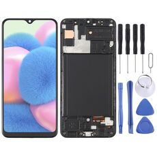 Schermo LCD OLED per Samsung Galaxy A30S SM-A307 Digitizer Assemblaggio completo con cornice (nero)