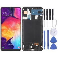 Schermo LCD OLED per Samsung Galaxy A50 SM-A505 Digitizer Assemblaggio completo con cornice (nero)