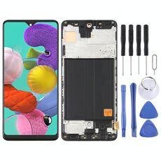 Schermo LCD OLED per Samsung Galaxy A51 4G SM-A515 (6,36 pollici) Digitizer Assemblaggio completo con cornice (Nero)