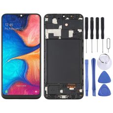 Schermo LCD OLED per Samsung Galaxy A20 SM-A205 Digitizer Assemblaggio completo con cornice (nero)
