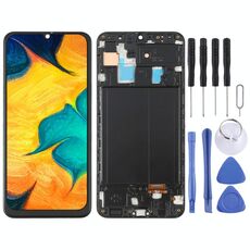 Schermo LCD OLED per Samsung Galaxy A30 SM-A305 Digitizer Assemblaggio completo con cornice (nero)