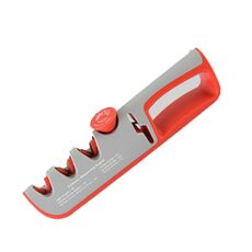 Affilatrice manuale regolabile a 4 in-1 Affilacoltelli multifunzione (grigio rosso)