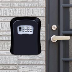 Cassetta di sicurezza con chiave per armadietto a muro con serratura con password Scatola di immagazzinaggio in metallo con porta (nera)