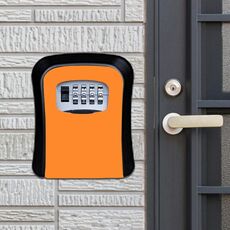 Cassetta di sicurezza con chiave per armadietto a muro con serratura con password Scatola portaoggetti in metallo (arancione)