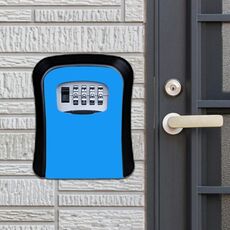 Cassetta di sicurezza con chiave per armadietto a muro con serratura con password Scatola di immagazzinaggio in metallo (blu)