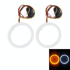 2 PCS 3inch 6W Luce bianca + Luce gialla per auto Angel Eyes Light, DC 12V Lunghezza cavo: 50 cm