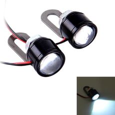 2 PCS 12V 3W Luce stroboscopica a LED con occhi di aquila a luce bianca per moto ， Lunghezza cavo: 90 cm